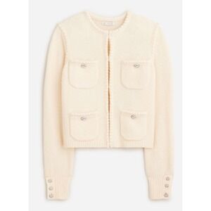 J. Crew Odette Sweater Lady Jacket Cream Alpaca Wool Jewel Buttons Size XS